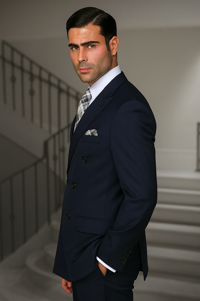 100 Percent Wool Suit - Mens Classic Wool Business  Black Suits - New Arrival