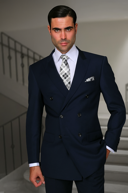 100 Percent Wool Suit - Mens Classic Wool Business  Black Suits - New Arrival