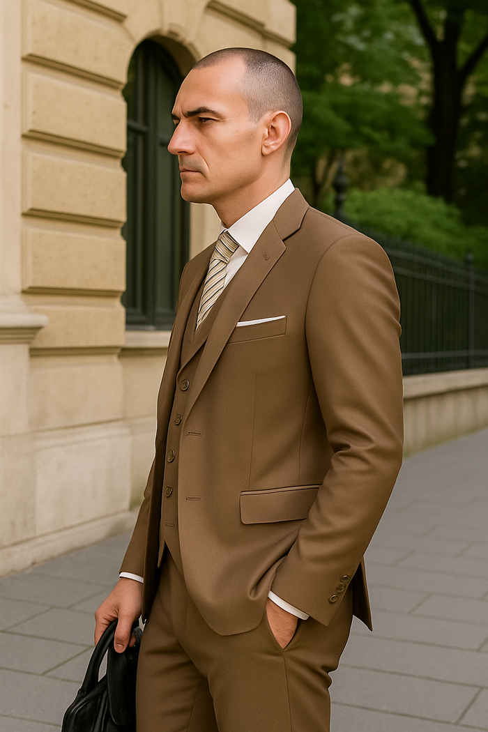 100 Percent Wool Suit - Mens Modern Wool Business Bronze Suits