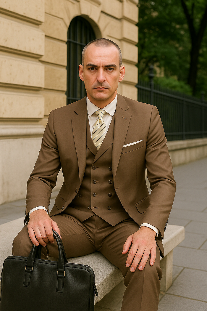 100 Percent Wool Suit - Mens Modern Wool Business Bronze Suits