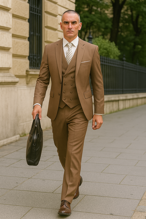 100 Percent Wool Suit - Mens Modern Wool Business Bronze Suits