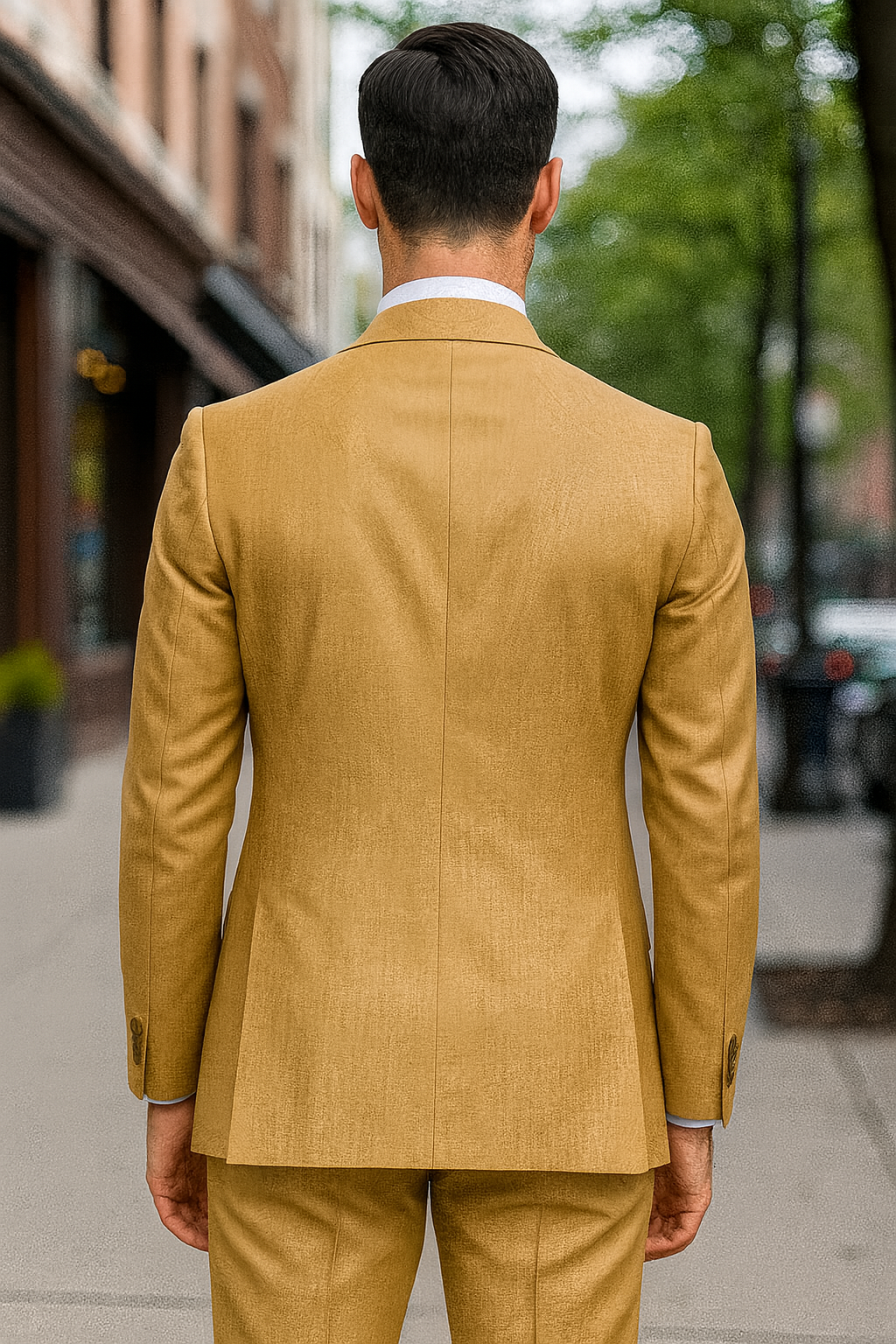 100 Percent Wool Suit - Mens Wool Business Camel Suits - 38 Short Jacket+32 Waist Adjustable 28to34)(Height: 5 4 to5 7 )(Neck  15-16.5)S-M)