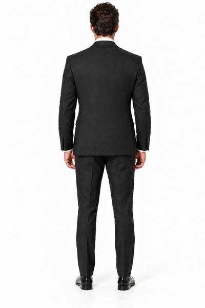 100 Percent Wool Suit - Mens Wool Business Textured  Black Suits
