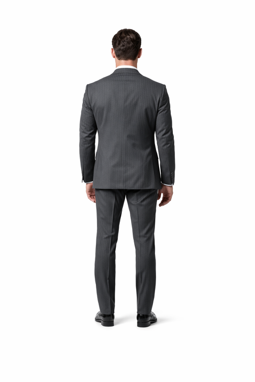 100 Percent Wool Suit - Mens Wool Fit Business Charcoal Grey  Suits