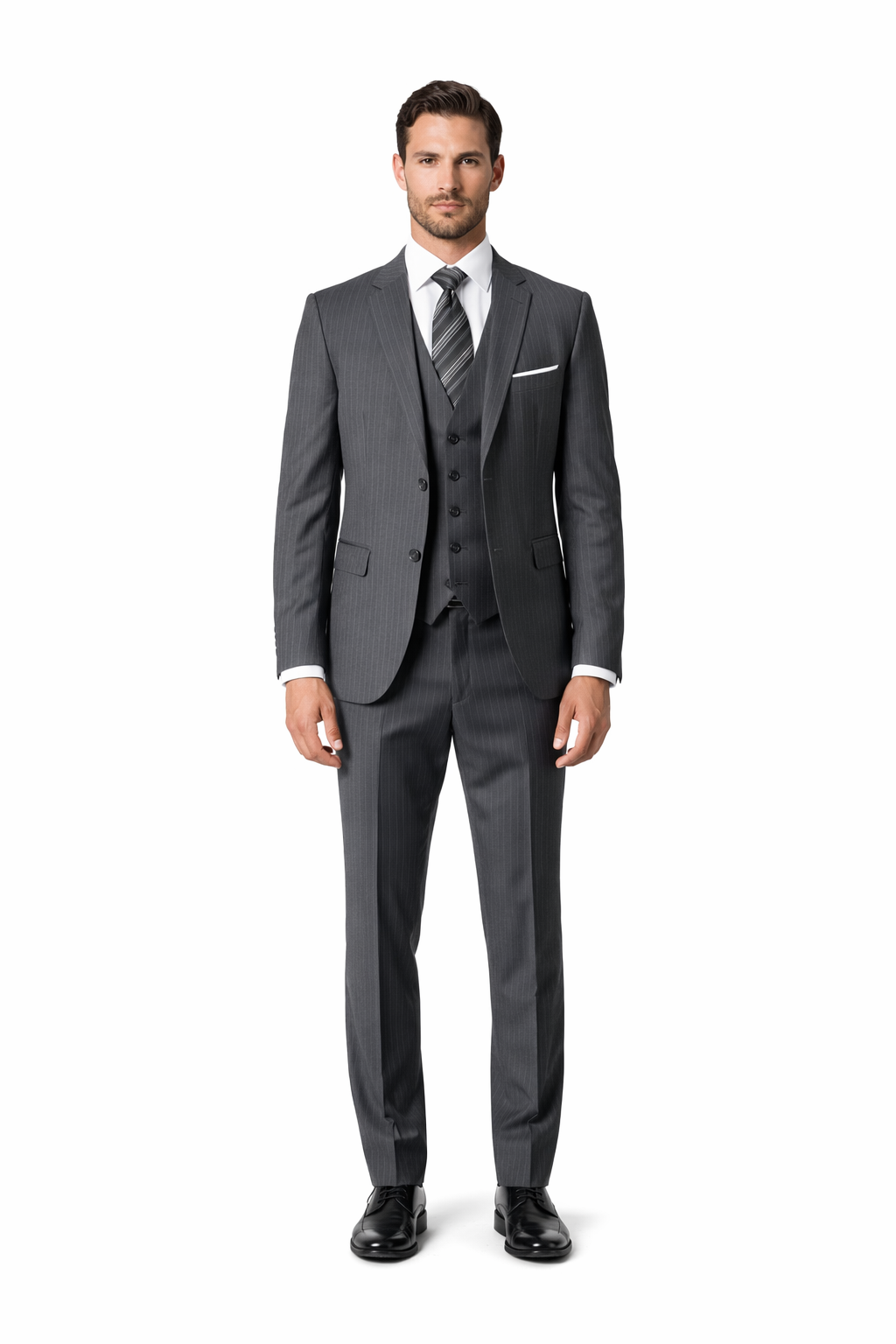 100 Percent Wool Suit - Mens Wool Fit Business Charcoal Grey  Suits - 38 Short Jacket+32 Waist Adjustable 28to34)(Height: 5 4 to5 7 )(Neck  15-16.5)S-M)