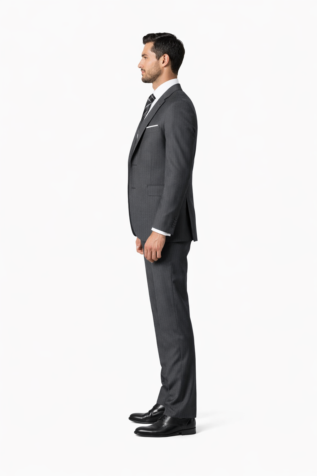 100 Percent Wool Suit - Mens Wool Fit Business Charcoal Grey  Suits