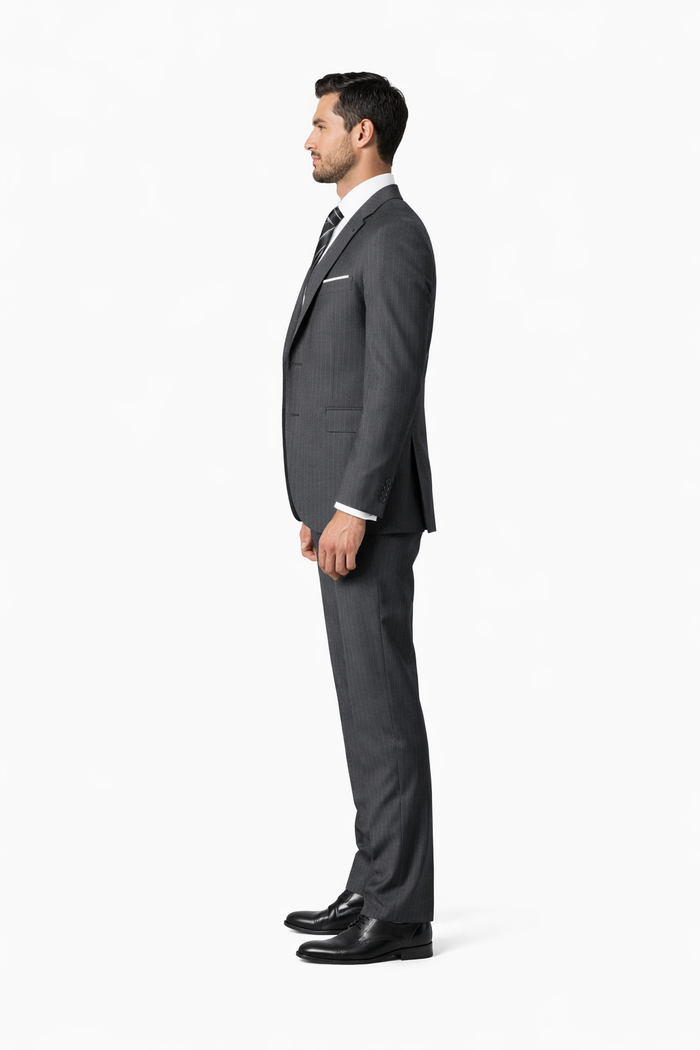 100 Percent Wool Suit - Mens Wool Fit Business Charcoal Grey  Suits