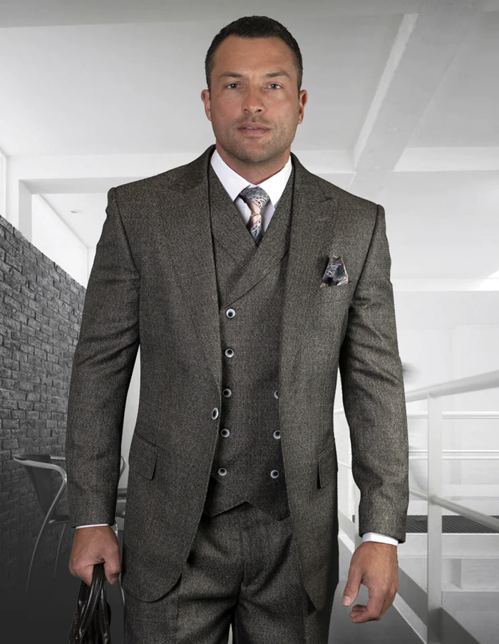 100 Percent Wool Suit - Mensl One Button  Charcoal Grey  Suits