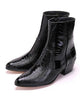 Negro Avestruz Cuero Alto Tacón Vestir Bota - botas vaqueras para hombre SKU*MK828