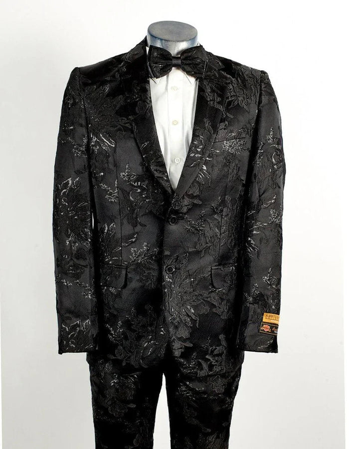 Floral Suits - Paisley Suit - Fashion Suits - Wedding Suit Black And White