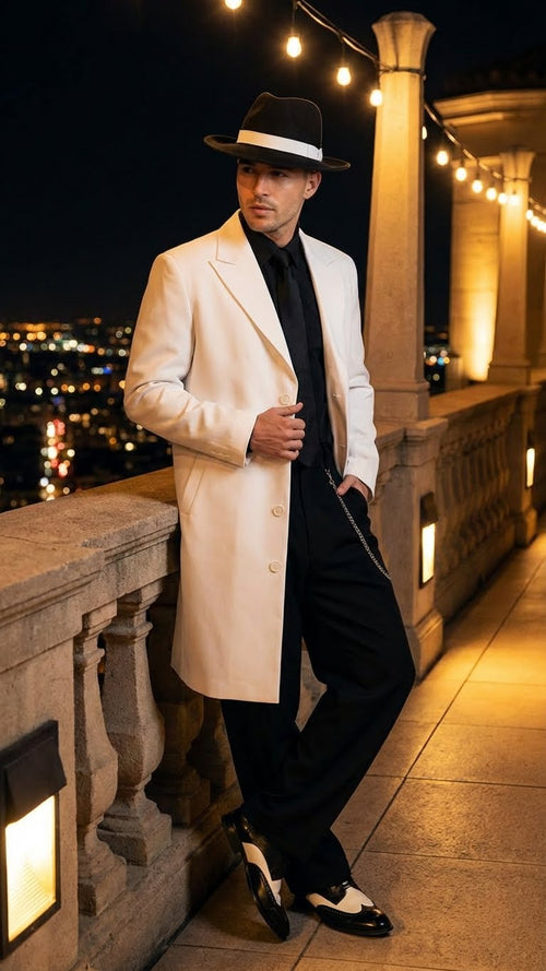 Mens White Zoot Suit Gangster Style Outfit White Jacket + Vest + Pants + Shirt & Tie  Combo Package