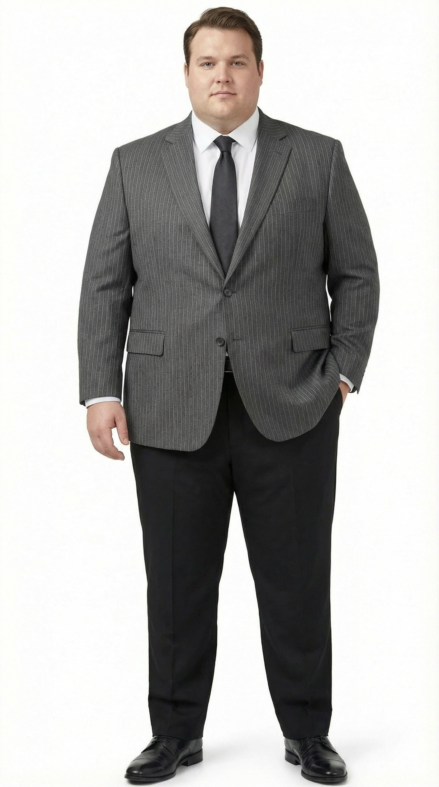 Mens Charcoal Grey Pinstripe Blazer Classic Tailored Formal Jacket for Business, Professional Wear Sportcoat - 36 Short