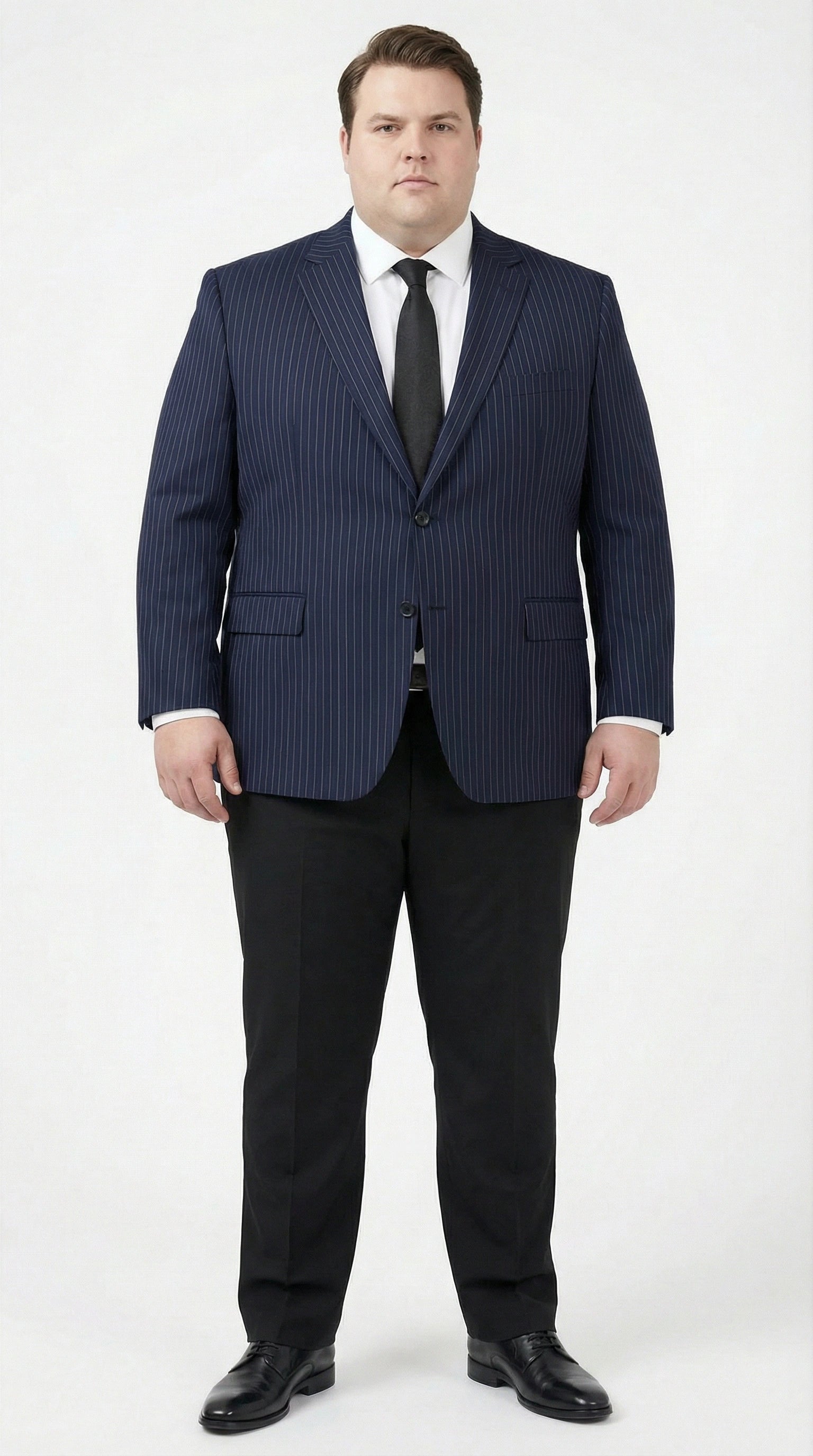 Mens Navy Blue Pinstripe Blazer Classic Tailored Formal Jacket for Business, Office and Professional Wear - 36 Short