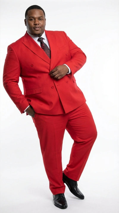 Vitali Red Double Breasted Suit Mens 2 Piece Formal Suit for Wedding, Prom and Special Events Modern Fit
