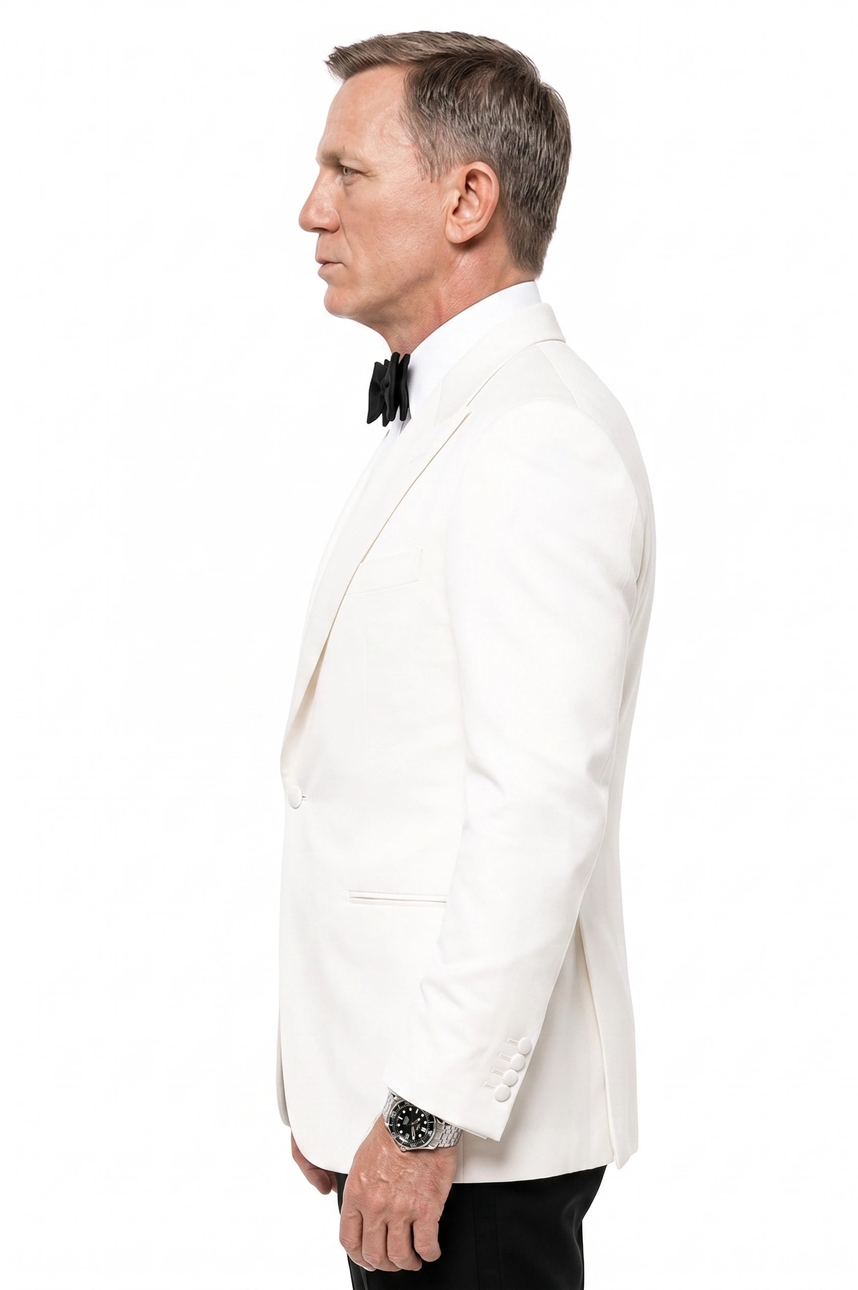 Men’s Pure White Dinner Jacket Blazer – James Bond Style Formal Tuxedo Blazer for Wedding, Black Tie & Evening Wear - 36 Short