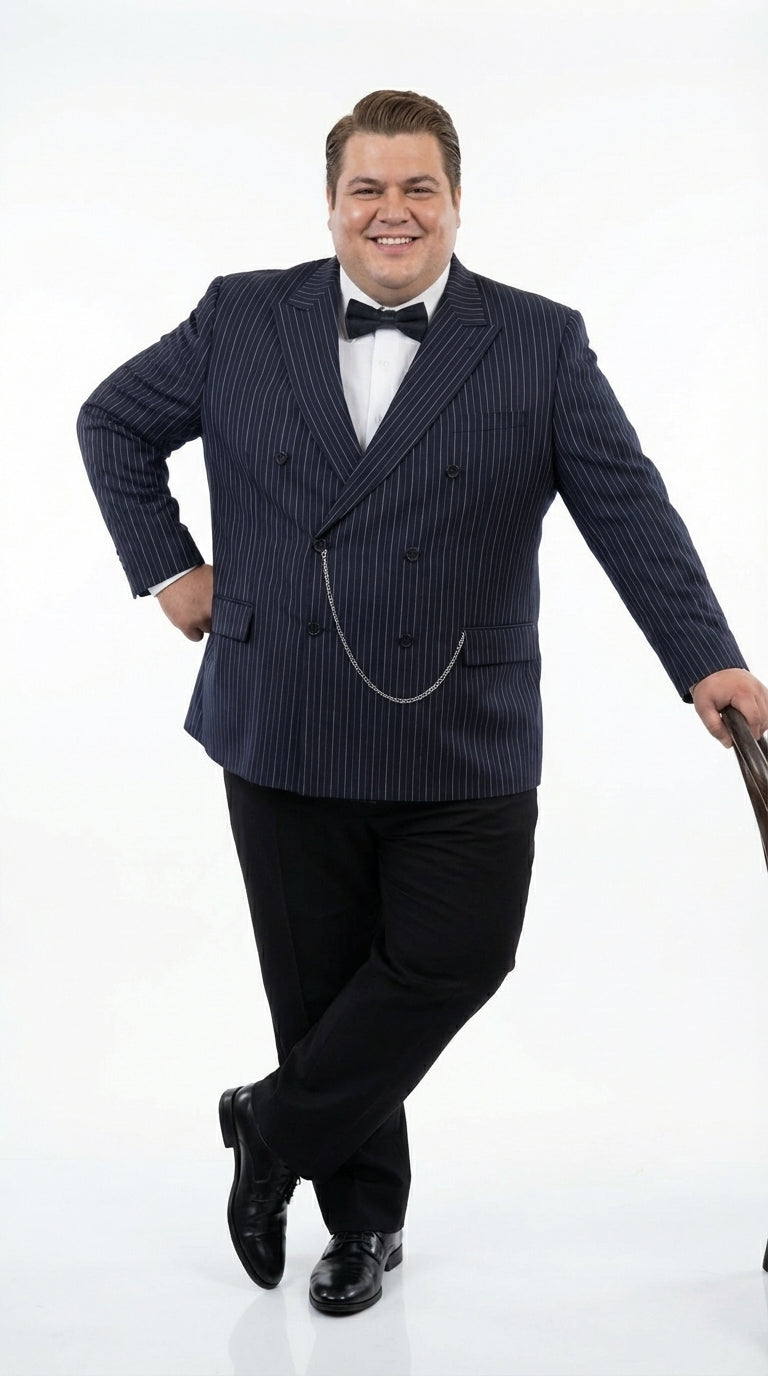 Men’s Black Pinstripe Blazer Gomez Addams Inspired Jacket – Vintage Double Breasted Formal Blazer, Classic Party Costume Wear, Elegant Evening - 36 Short