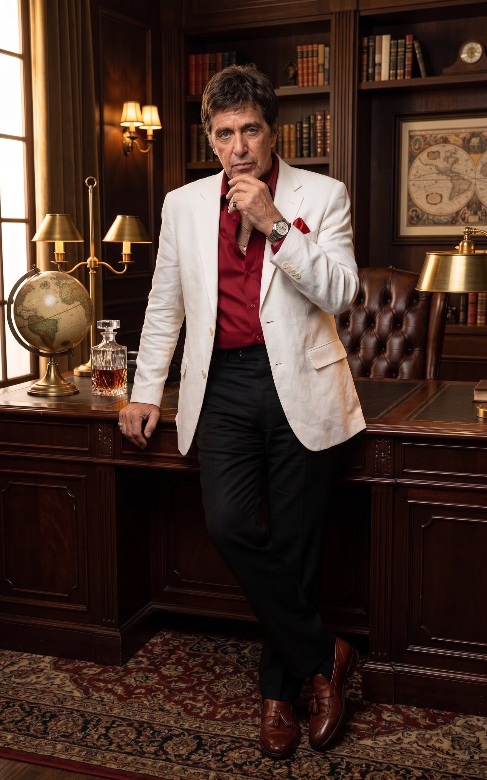 Tony Montana’s White Blazer Red Shirt Black Pants – Men’s White Blazer Outfit with Red Shirt and Black Trousers for Party, Wedding and Vintage Style Wear - 36 Short
