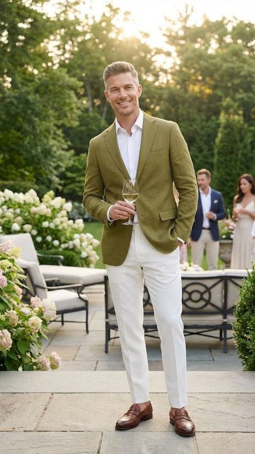 Mens Olive Green Blazer Sport Coat Fabric Summer in pistachio sage green