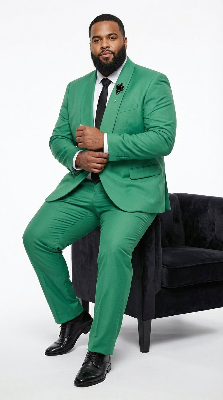 Men’s Emerald Green Tuxedo Suit – Emerald Green Formal Tuxedo with Shawl Lapel Jacket Trousers for Prom, Wedding in Augusta Green - 34 Short or Extra Small
