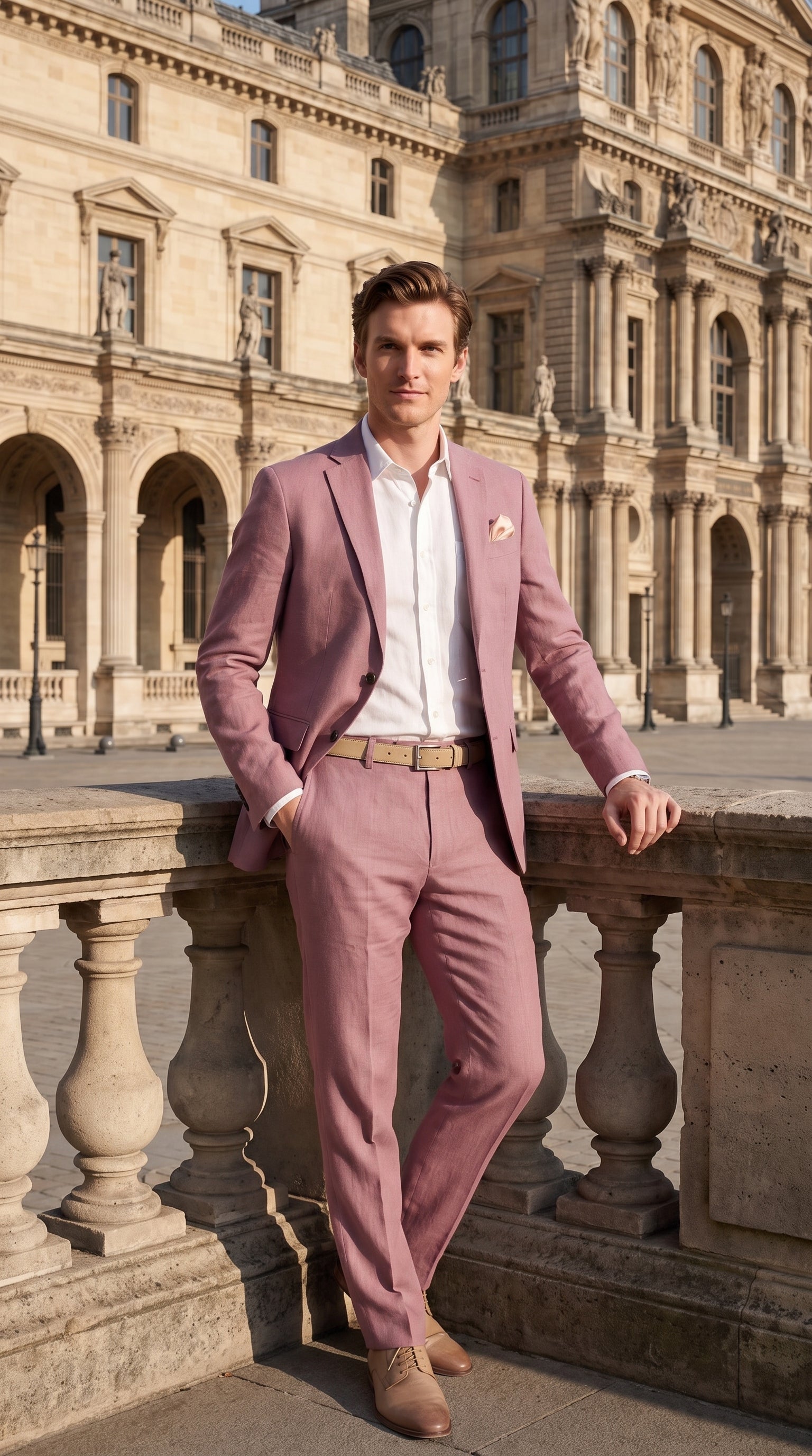Men’s Mauve 2-Piece Suit – Two-Button Wedding, Prom and Business Suit - 34 Short or Extra Small