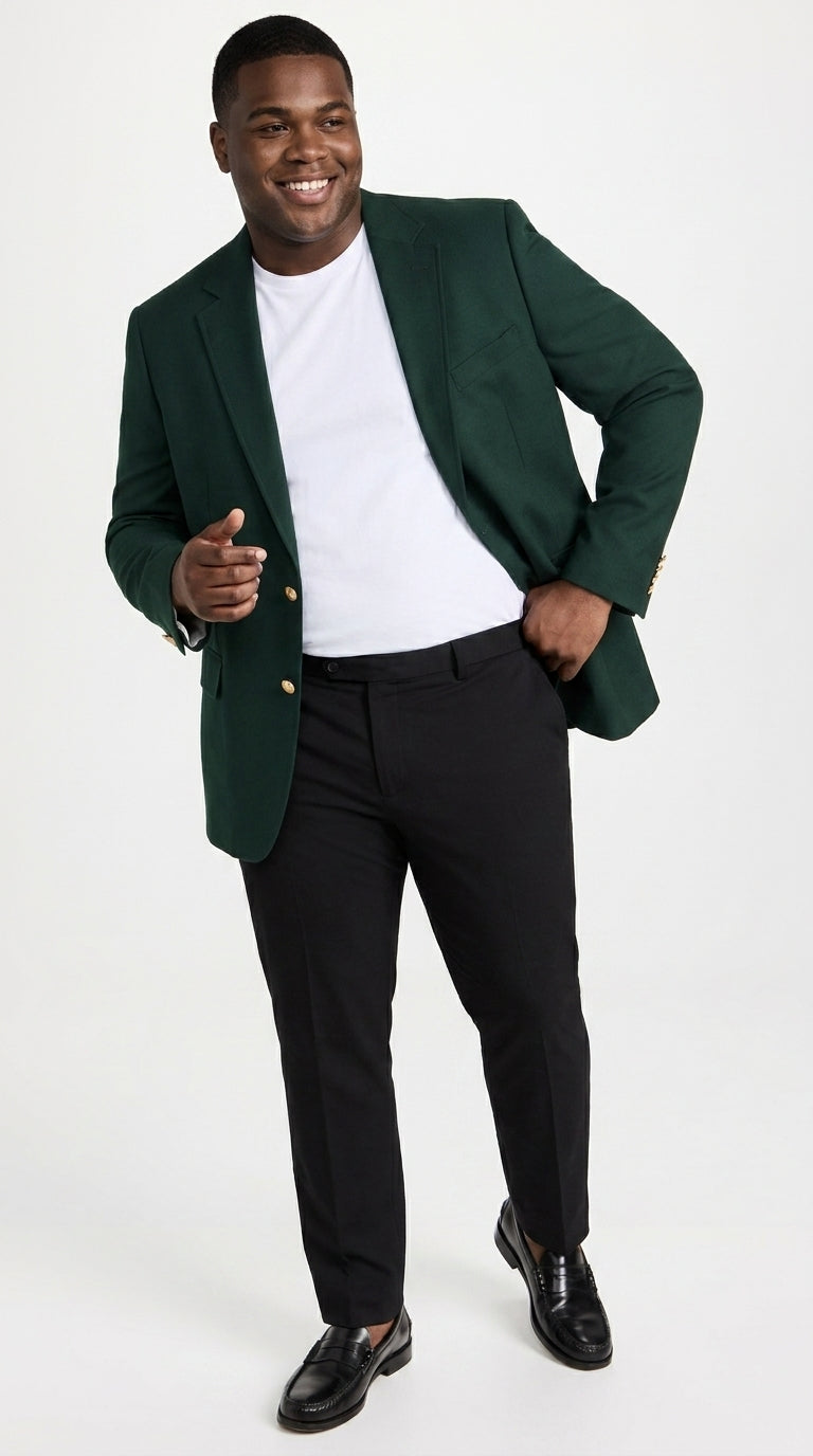Men’s Hunter Green Blazer with Black Pants –, Church, Business and Formal Outfit dark green color - 36 Short