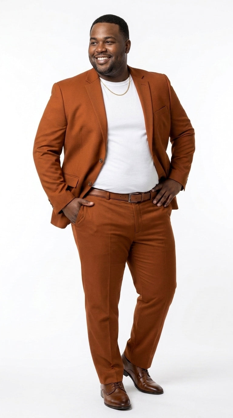 Men’s Burnt Orange Modern Fit Suit – Slim Fit Wedding, Prom and Formal 2-Piece Suit Copper Brick Color - 34 Short or Extra Small