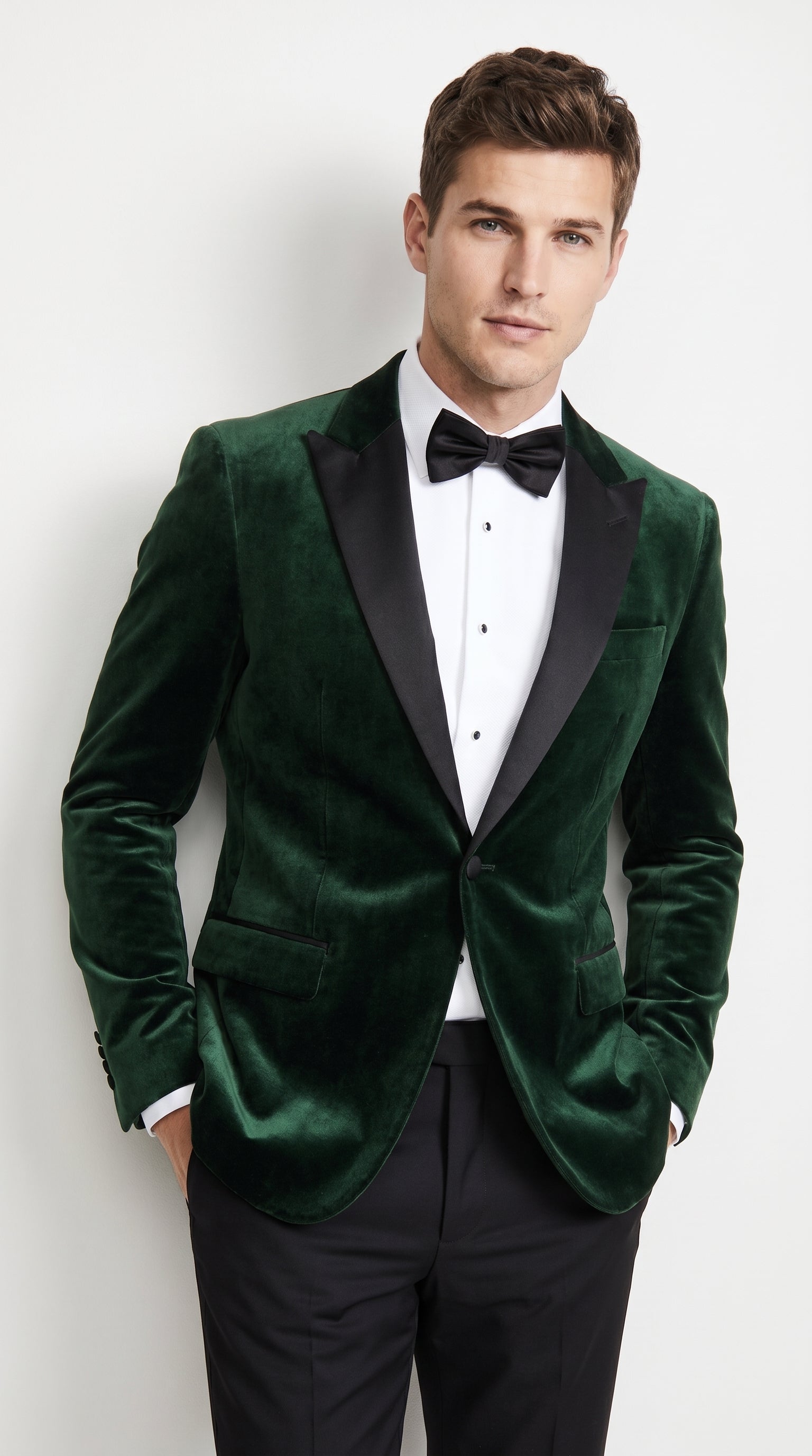 Men’s Olive Green Velvet Tuxedo Dinner Jacket – Black Satin Peak Lapel Formal Prom Wedding Blazer - 34 Short or Extra Small