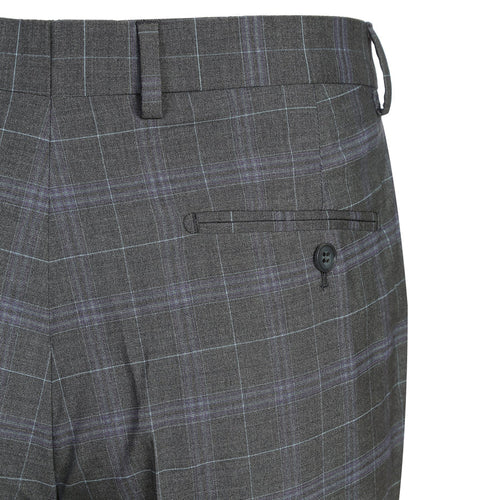 "Classic Fit Men's Two-Button Suit - Dark Grey Windowpane Plaid"