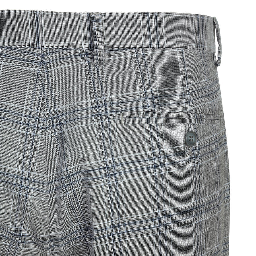 "Classic Fit Men's Two-Button Suit in Light Grey  Plaid" - 36 Short