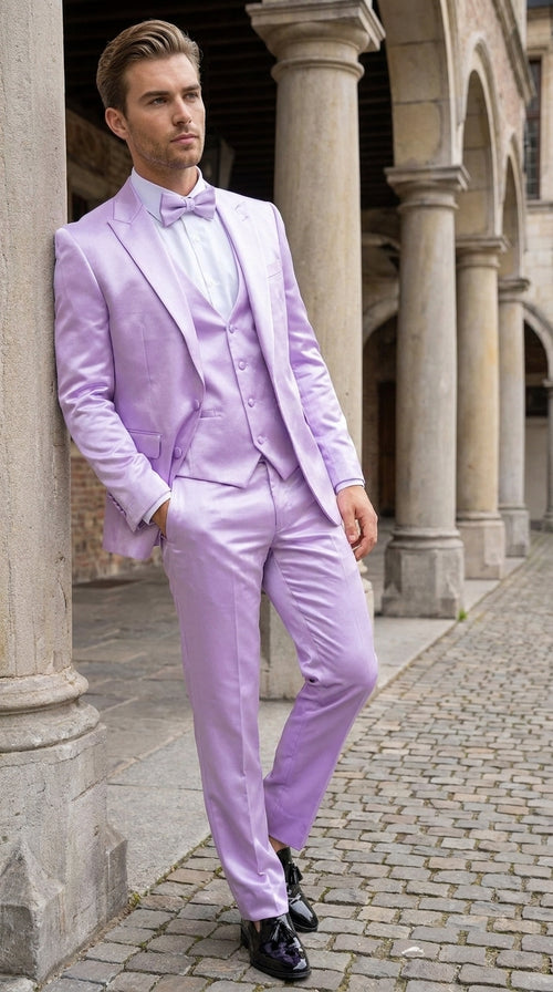 Men’s Lavender Tuxedo – Shiny Light Purple Wedding & Prom Tuxedo Suit