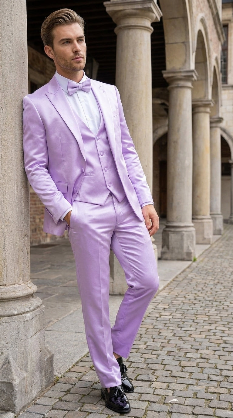 Men’s Lavender Tuxedo – Shiny Light Purple Wedding & Prom Tuxedo Suit