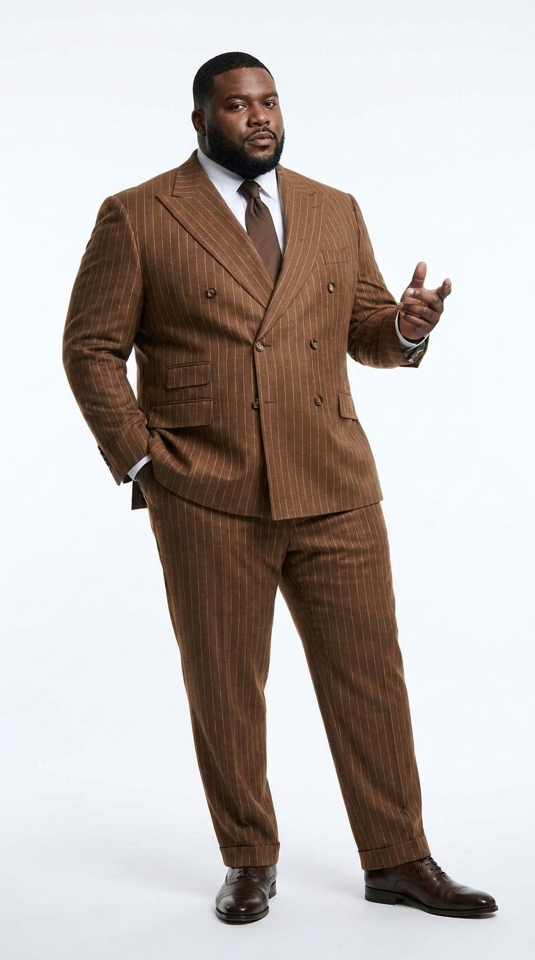 Men’s Vintage Brown Pinstripe Double-Breasted Suit – Classic 1920s Gatsby and 1930s 1940s 1950s Suit