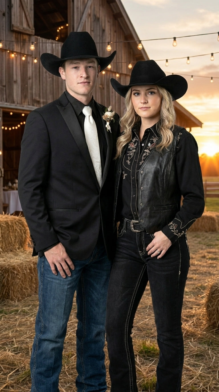 Men’s Black Tuxedo Western Blazer – Cowboy Style Formal Sport Coat Jacket for Dinner Jacket - 36 Short