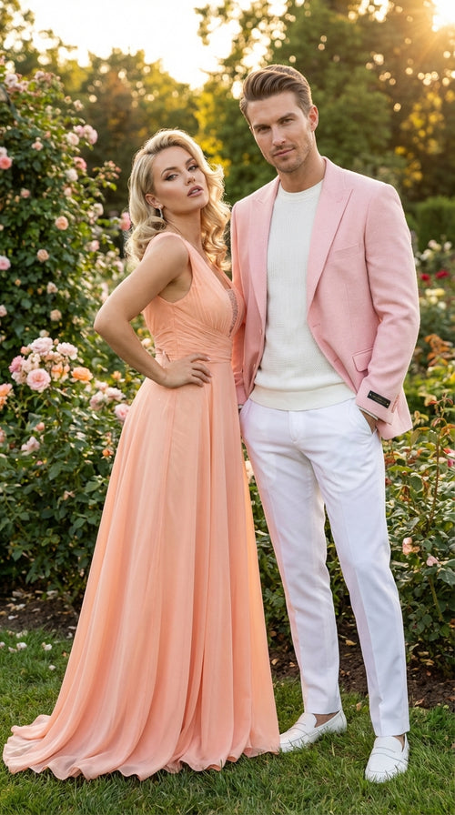 Mens Peach Pink Blazer Jacket Modern Formal Sport Coat for Wedding, Party and Business Wear - Summer Jacket