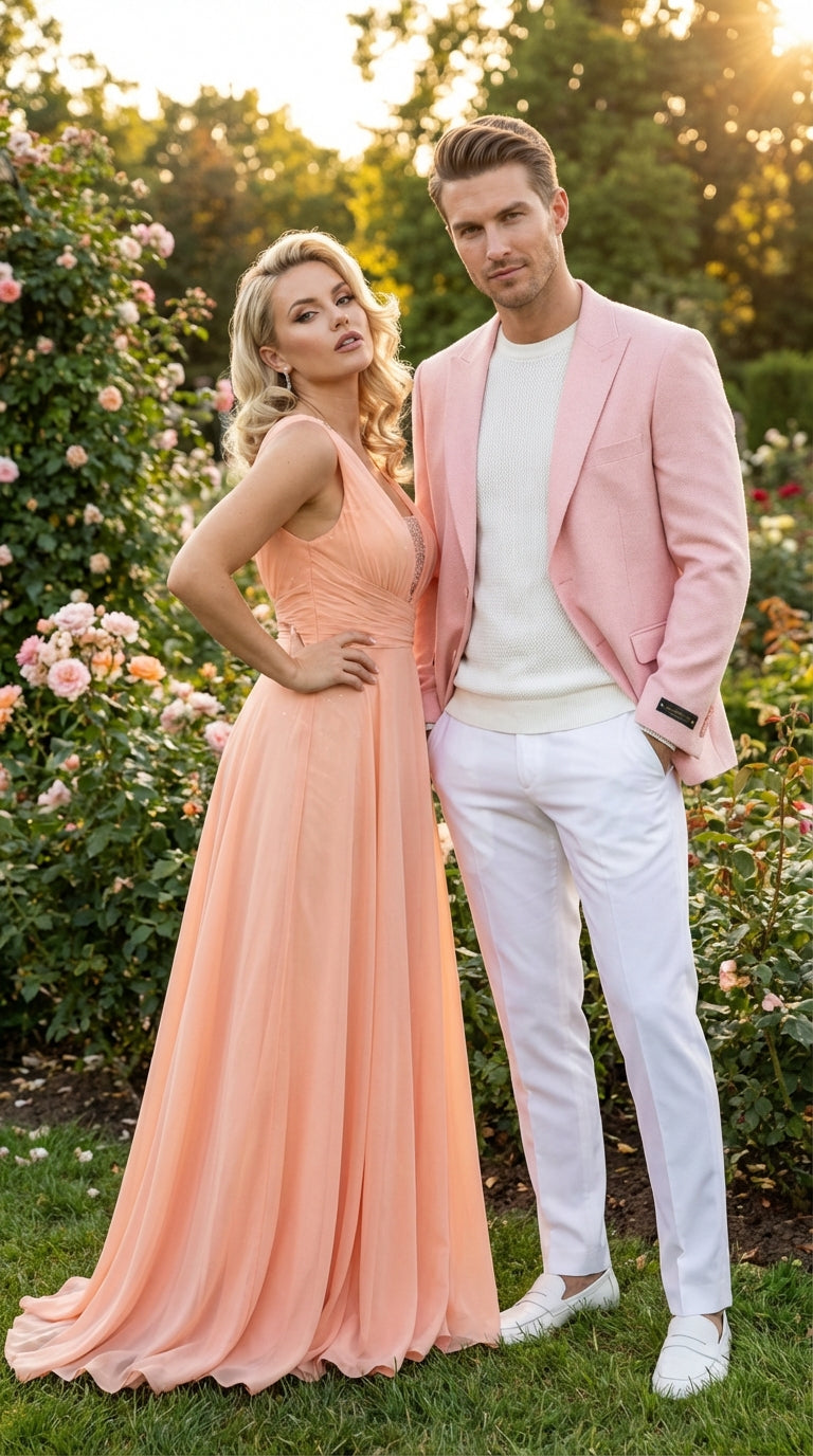 Mens Peach Pink Blazer Jacket – Modern Formal Sport Coat for Wedding, Party and Business Wear - Summer Jacket - 36 Short