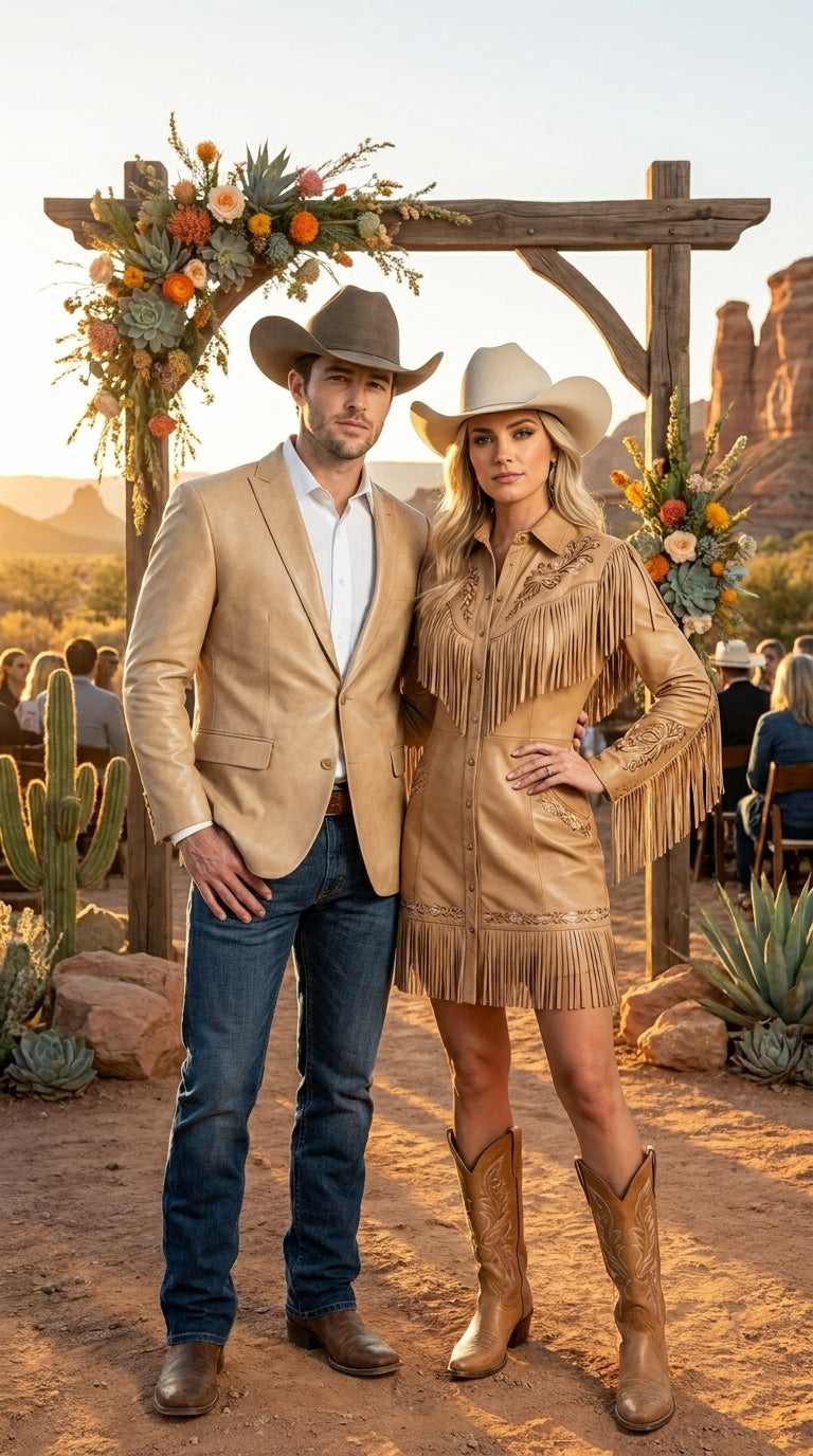 Men’s Champagne Gold Western Blazer, Formal Cowboy Wedding Ranch Sport Coat Jacket tan beige color sheen sharkskin fabric - 36 Short