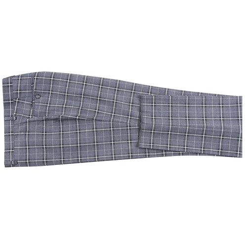 293-14 Men's Classic Fit Single Breasted Grey & White Check Suits