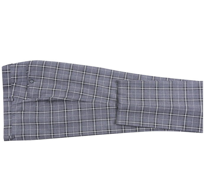 293-14 Men's Classic Fit Single Breasted Grey & White Check Suits