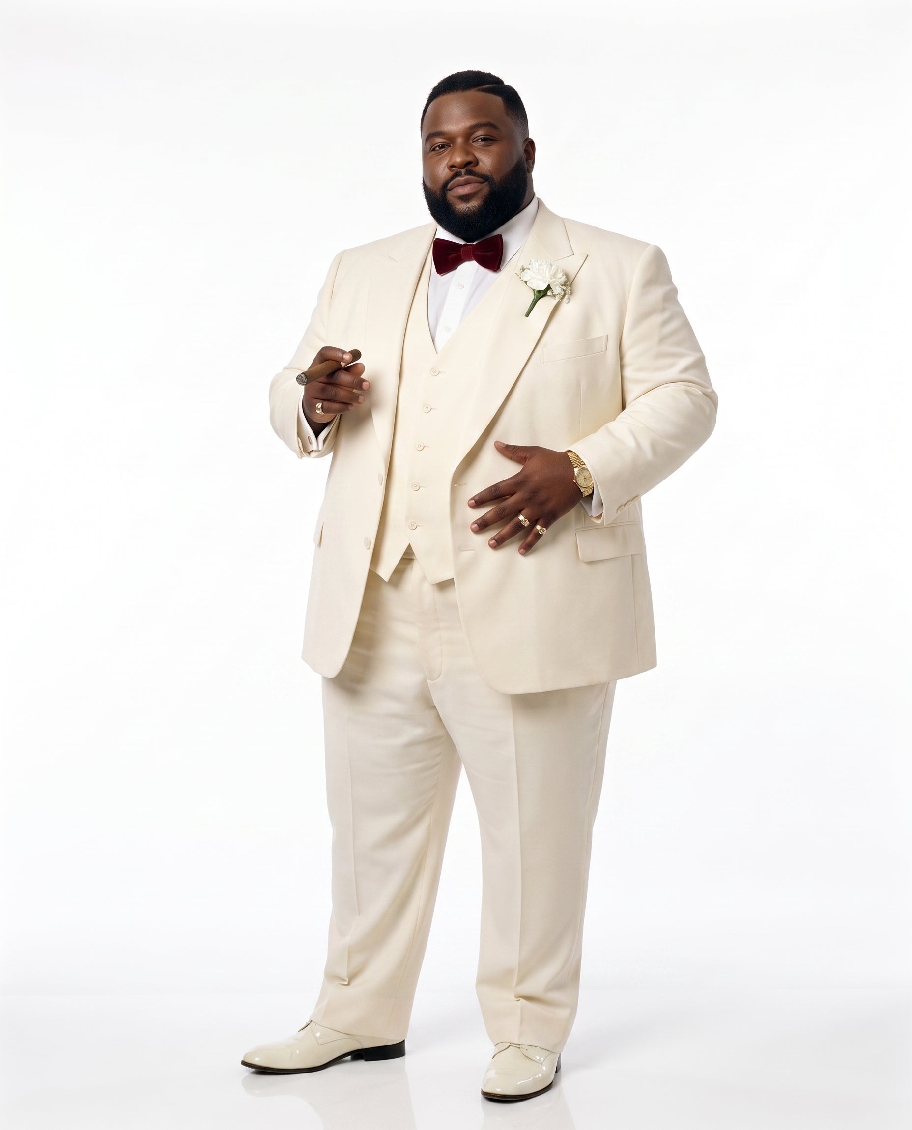 Tony Montana’s Ivory Vested Suit – Classic Ivory 3 Piece Suit for Wedding, Formal and Evening Wear - 34 Short or Extra Small