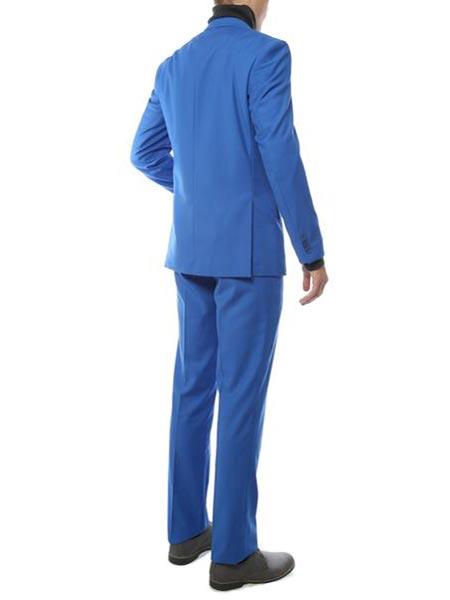 Men's 2 Piece Classic Royal Fully Lined Slim Fit Dress Suits For Men - L or Large