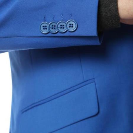 Men's 2 Piece Classic Royal Fully Lined Slim Fit Dress Suits For Men - L or Large