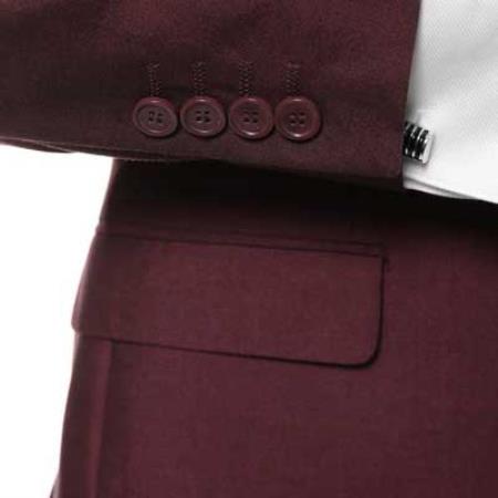 Men's Two Button Classic Burgundy ~ Wine ~ Maroon Suit Slim Fit Cheap Priced Business Suits Clearance Sale - L or Large