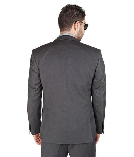Men 3 Piece Slim Fit With Double Vested Suit Charcoal Grey - L or Large