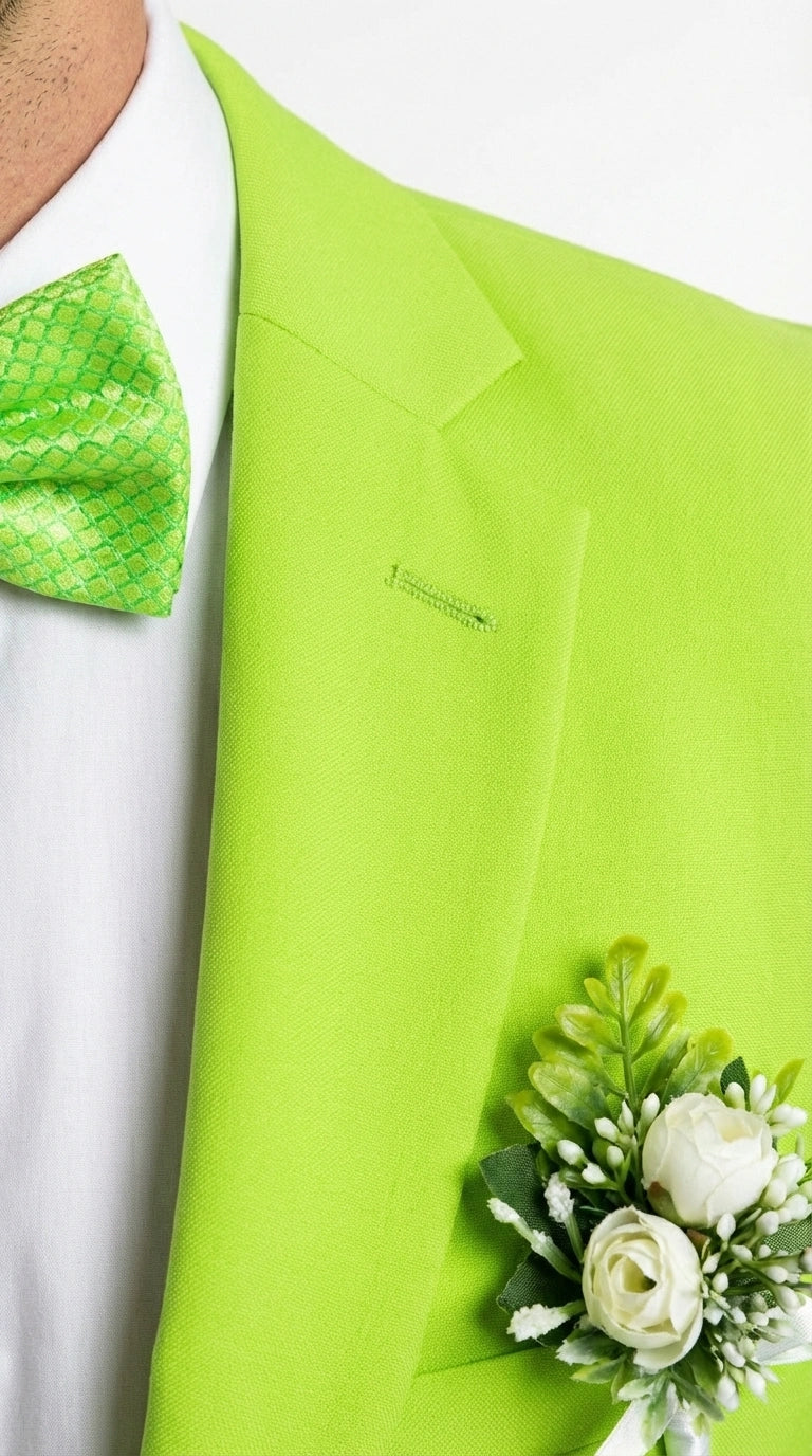 Men’s Neon Green Suit – Bright Lime Green Fashion Suit for Prom, Party, Stage Performance and Statement Formal Wear - 34 Short or Extra Small