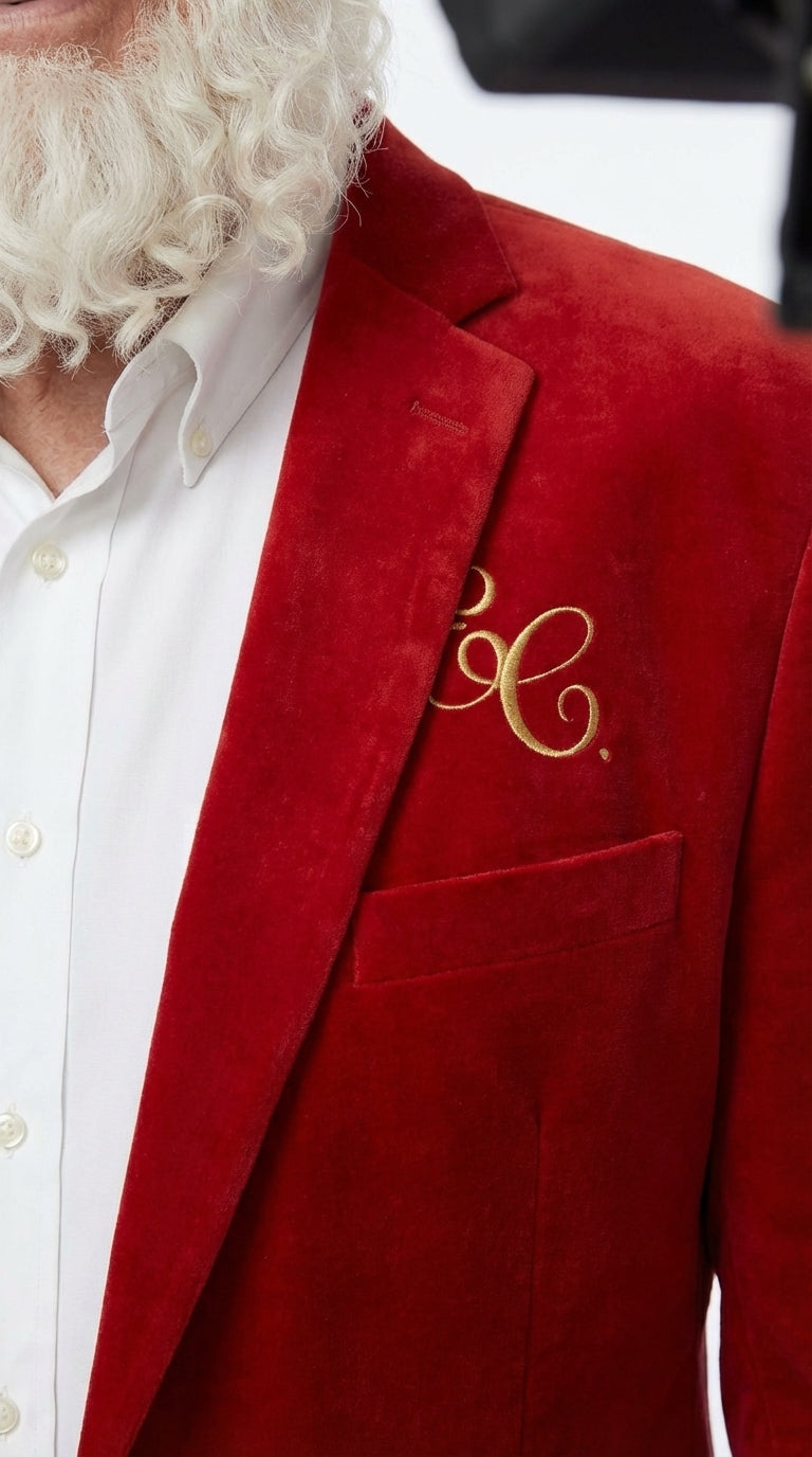 Men’s Red Velvet Blazer Santa Clauses Tim Allen Inspired Jacket – Festive Christmas Party Blazer, Holiday Costume Jacket Christmas New Year - 36 Short