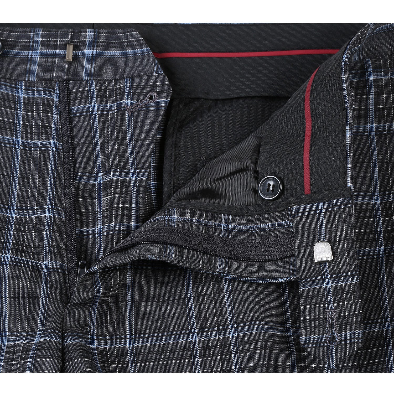 293-28 Men's Slim Fit Checked Suits - 38Lx32W