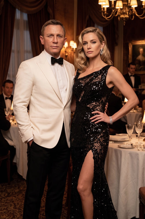 Men’s Pure White Dinner Jacket Blazer – James Bond Style Formal Tuxedo Blazer for Wedding, Black Tie & Evening Wear