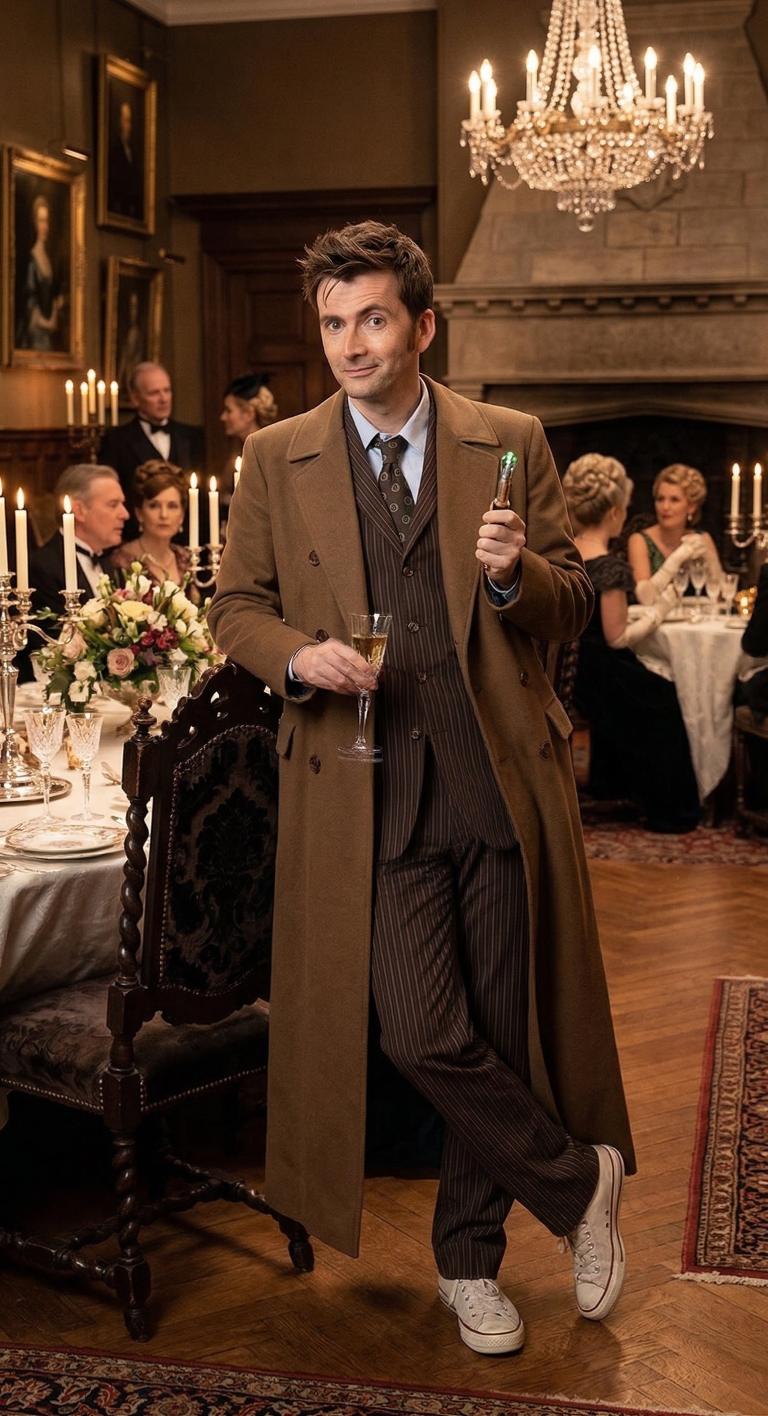 Men’s Brown Cotton Trench Coat Doctor Who 10th Doctor Inspired Long Coat – Classic Gabardina Style Overcoat, Vintage Winter Costume Jacket - Brown