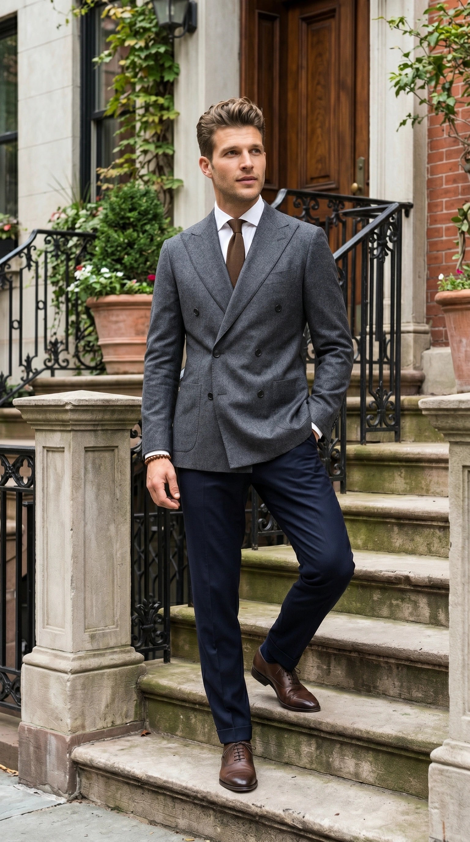 Men’s Charcoal Double Breasted Blazer, Formal Wedding Business Casual Sport Coat Jacket Wool Fabric - 36 Short