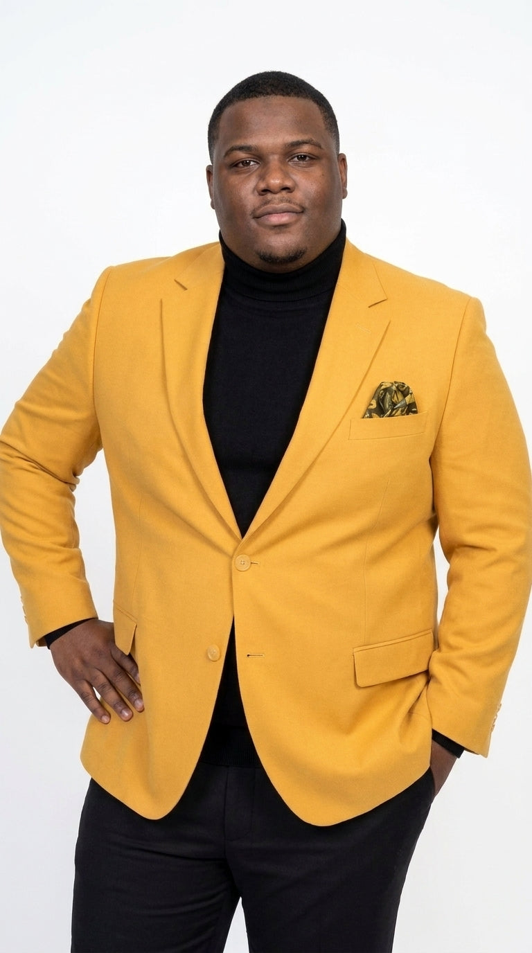 Men’s Mustard Gold Blazer, Fashion Sport Coat Wedding Party Church Dress Jacket - 36 Short